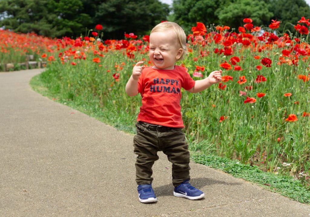 happy baby walking